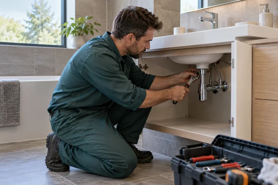 Contrôle des raccordements d’un lavabo
